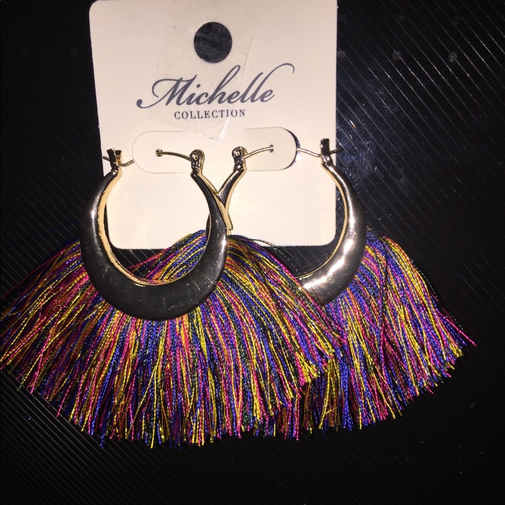 Multi Colored Tassel Earrings 💙💛❤️